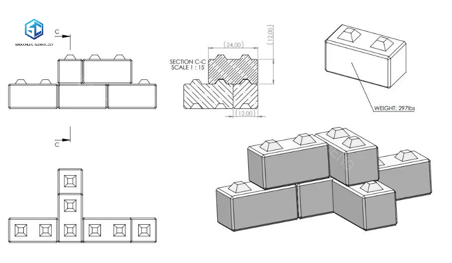 Ön Döküm Beton İçin Çelik Lego Blok Kalıbı 3